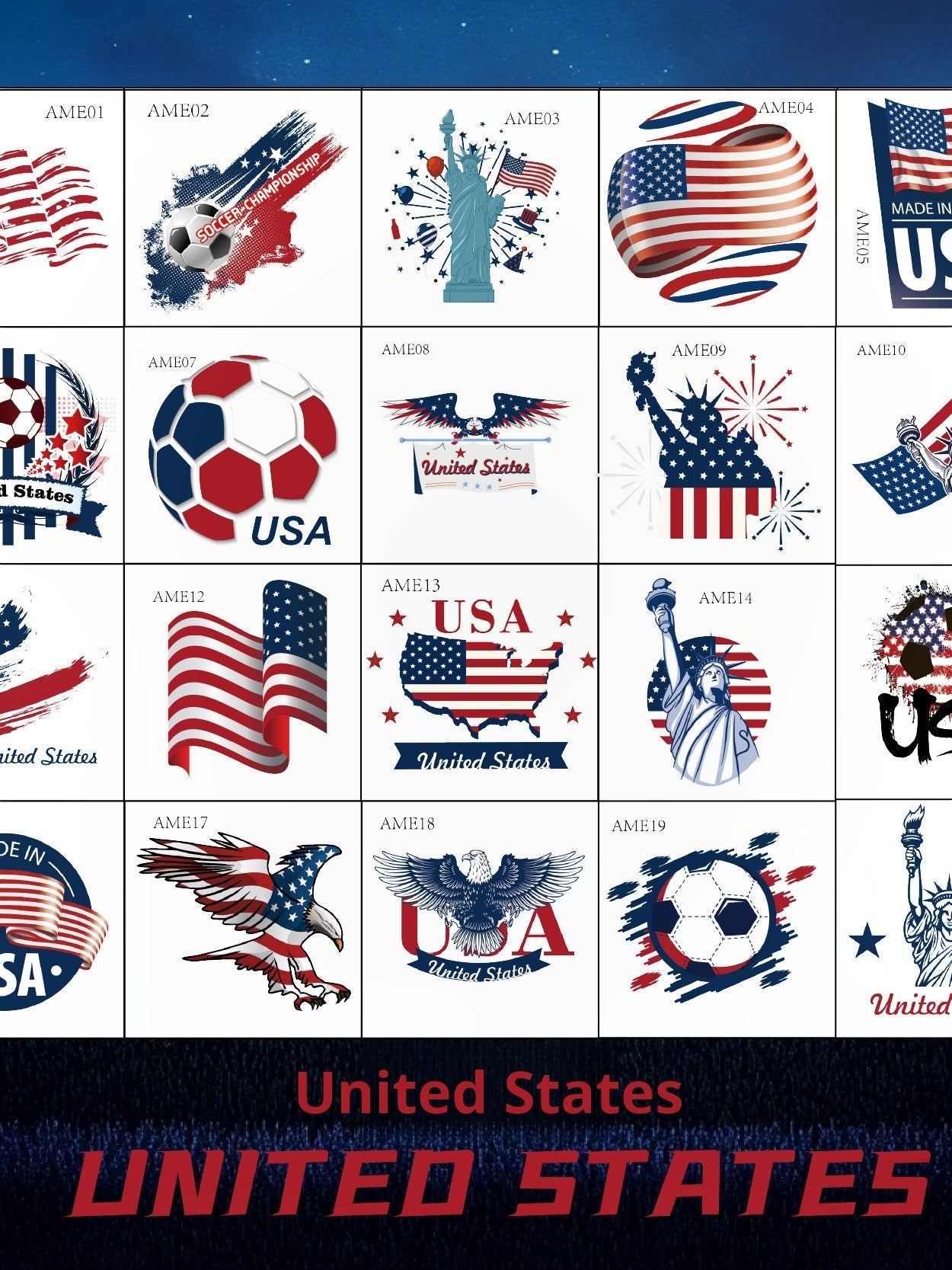 World Cup temporary tattoos with various high-quality team designs