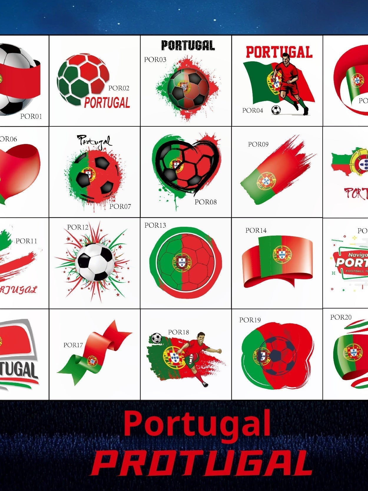 World Cup temporary tattoos with various high-quality team designs