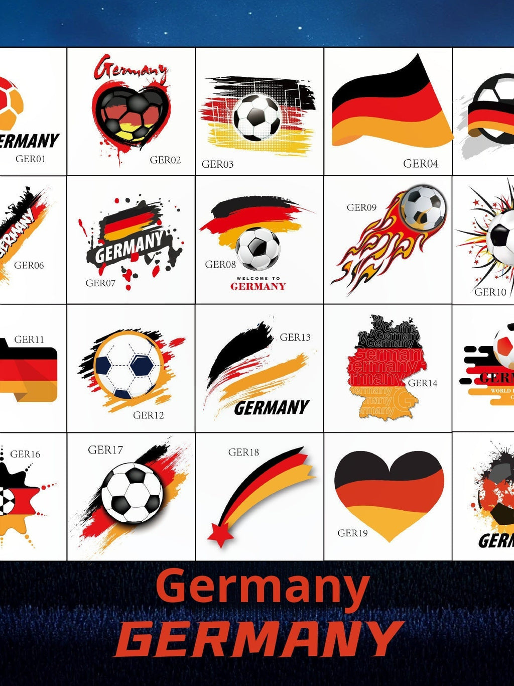 World Cup temporary tattoos with various high-quality team designs