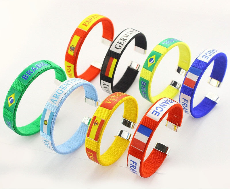 World Cup Style Fabric Wristband with Country Flag Designs