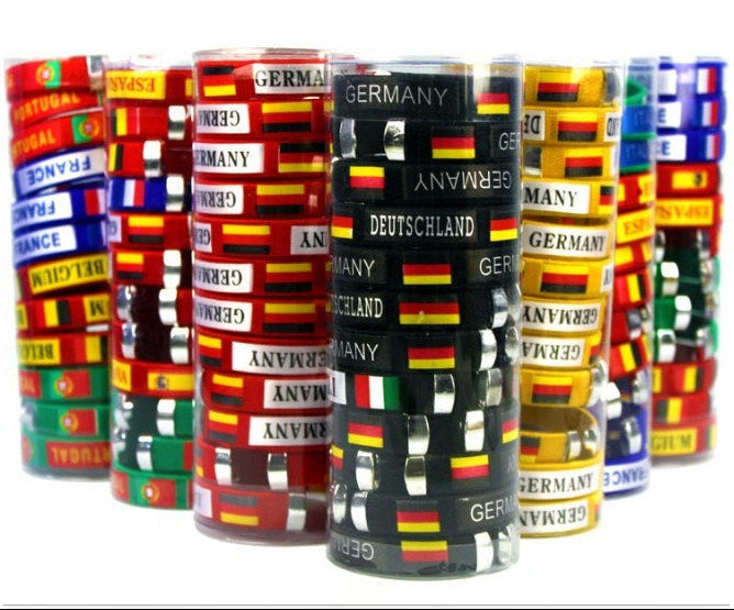 World Cup Style Fabric Wristband with Country Flag Designs